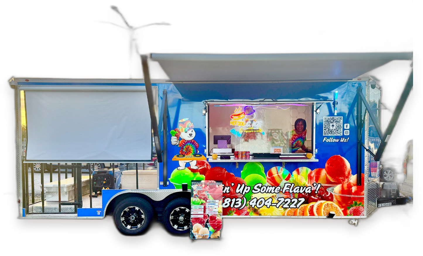 M.C. Ice mobile Italian ice catering trailer at a Tampa corporate event